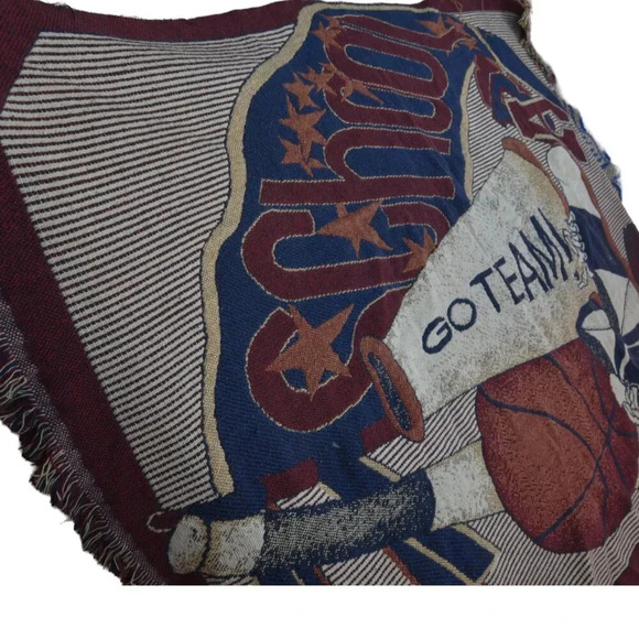 Vintage Blanket | Sports Memorabilia Cheer Football Basketball Varsity Quilt - Picture 3 of 5